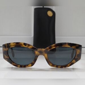 Vintage Versace Tortoiseshell Sunglasses w/ Black Leather Case